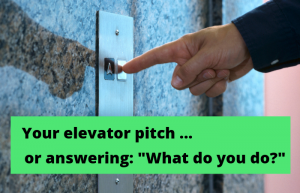 Your elevator pitch ... or answering_ "What do you do?"